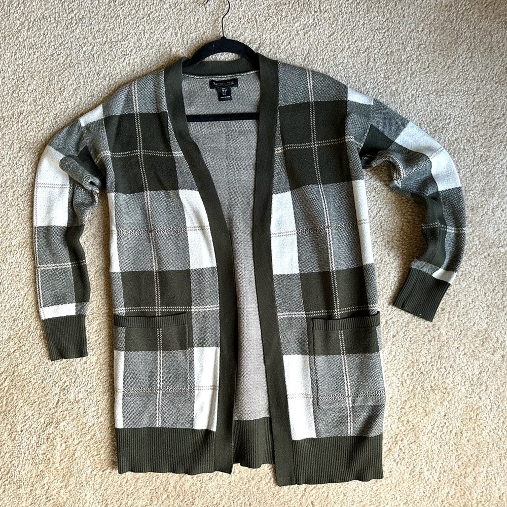 Rachel Zoe Textured green and white cardi